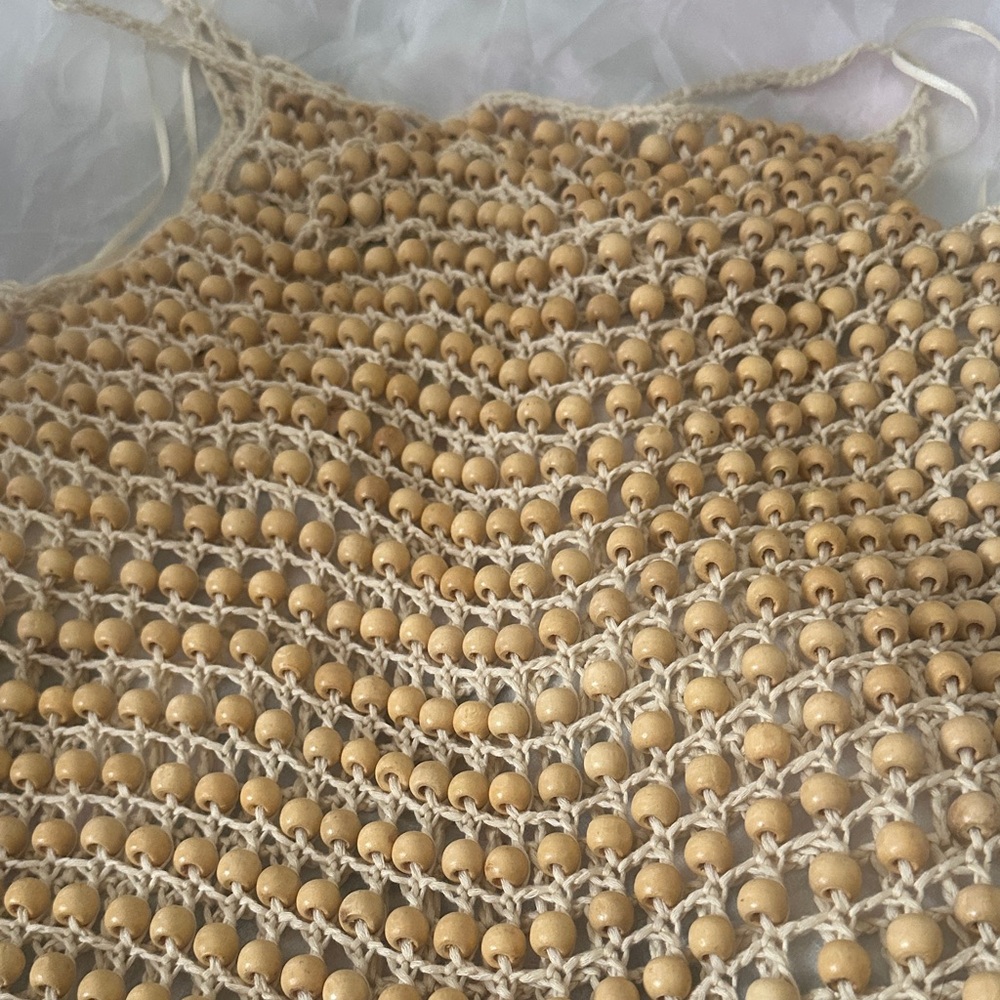 Missguided Tan Beaded Swim Coverup